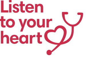 Edward Lifesciences logo, a red stephescope with the workd listen to your heart